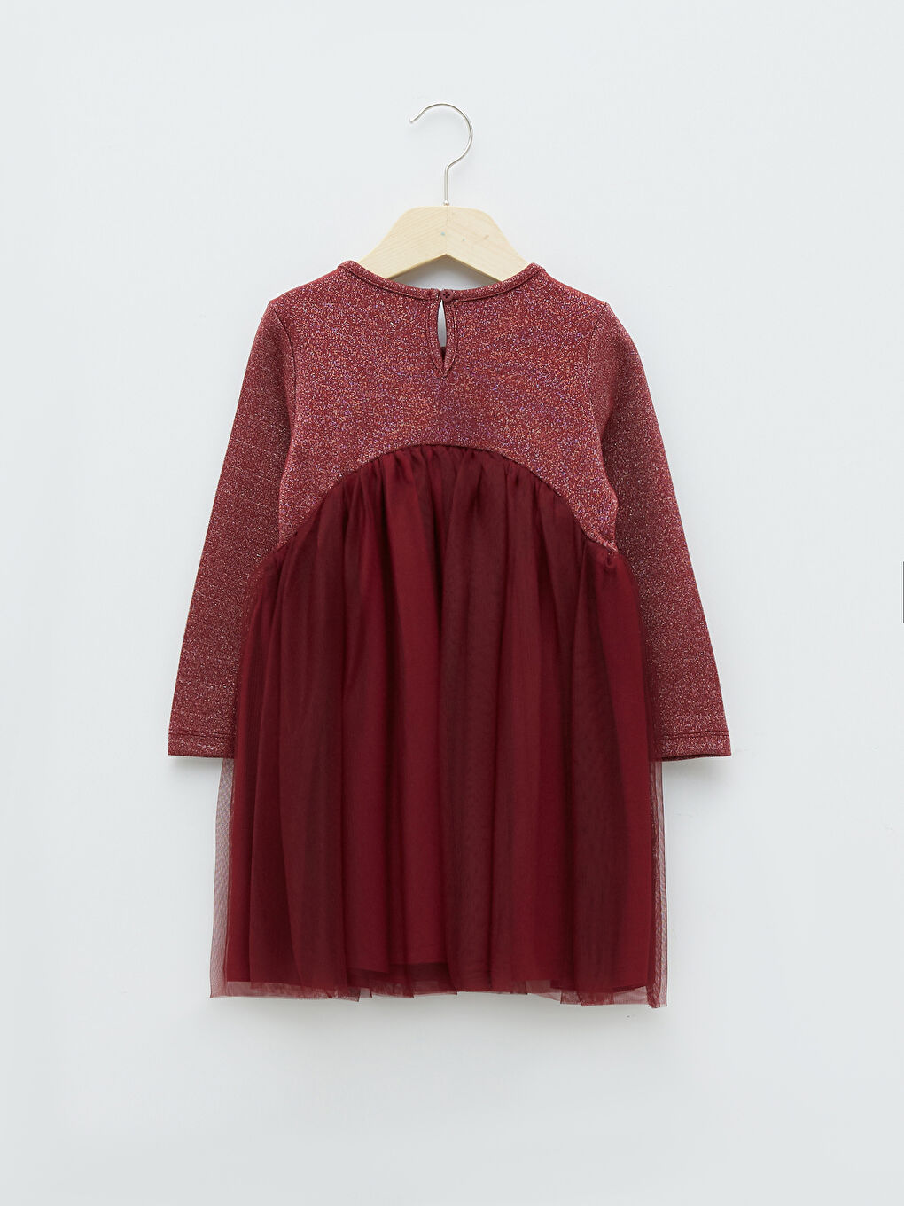 Haljina za bebe devojčice sa okruglim izrezom, dugim rukavima i suknjom od tila-1