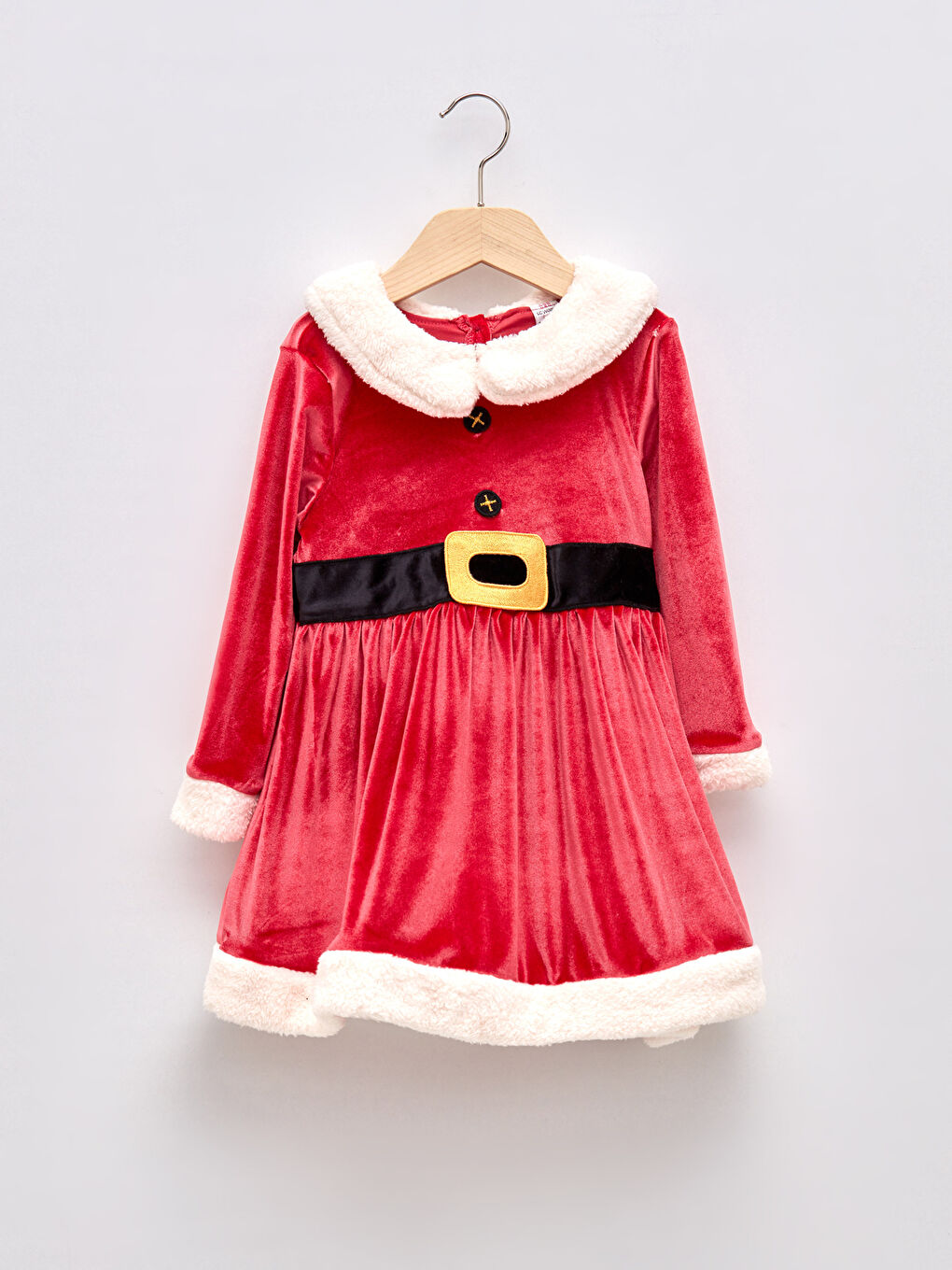 Rochie Bebeluș Fată Catifea Tematică Crăciun Mânecă Lungă cu Guler