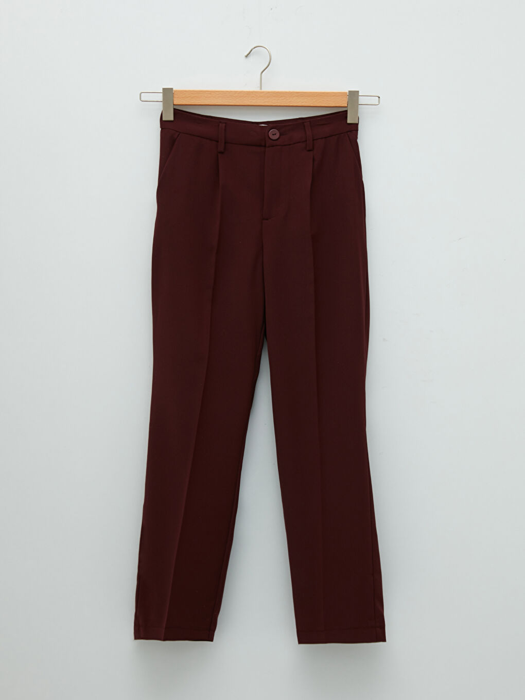 Pembe Standart Fit Düz Cep Detaylı Kadın Pantolon-4