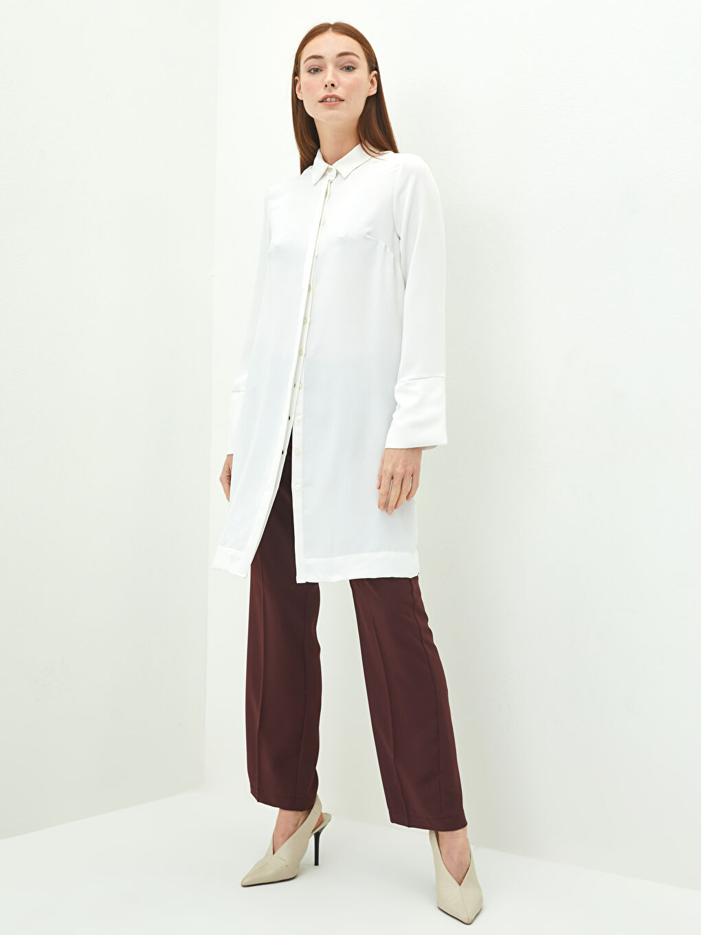 Pembe Standart Fit Düz Cep Detaylı Kadın Pantolon-1