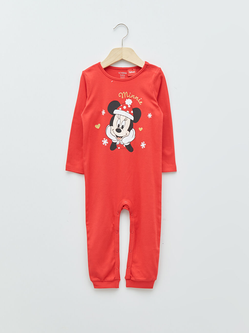 Crew Neck Long Sleeved Minnie Mouse Printed Cotton Baby Girl Rompers 2 Pack-1