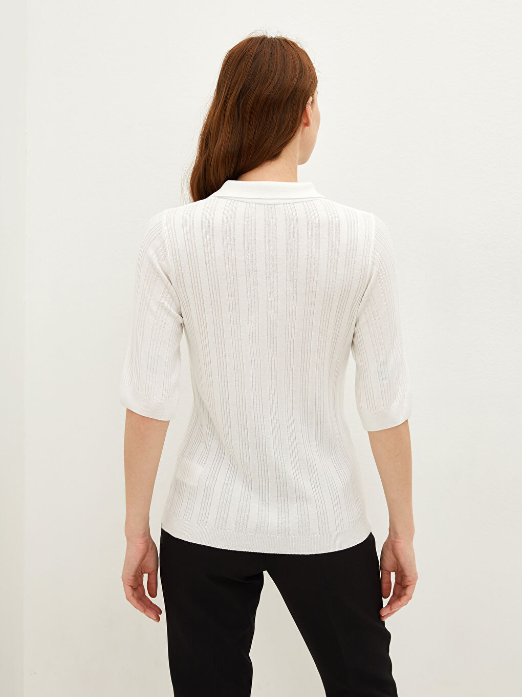 LCWAIKIKI Classic Hemdkragen Gerade Kurzarm Strickpullover für Damen -W1DU79Z8-R9J