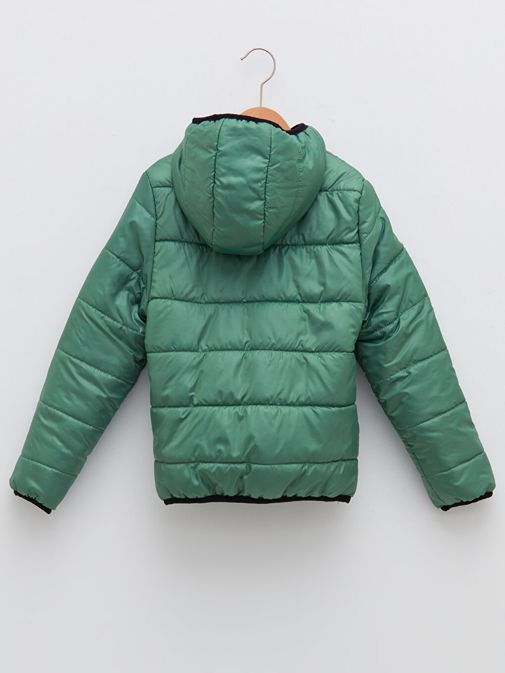 Yeşil Kapüşonlu Basic Erkek Çocuk Şişme Mont-1