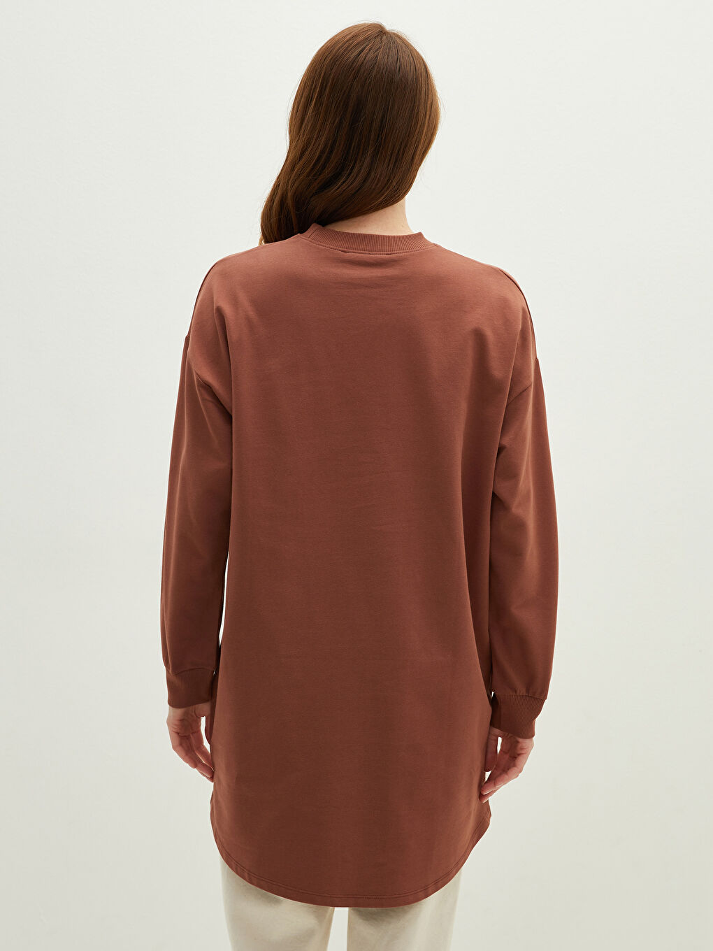 LCW Modest Crew Neck Plain Long Sleeve Women's Sweatshirt Tunic -W1DU86Z8-T5X
