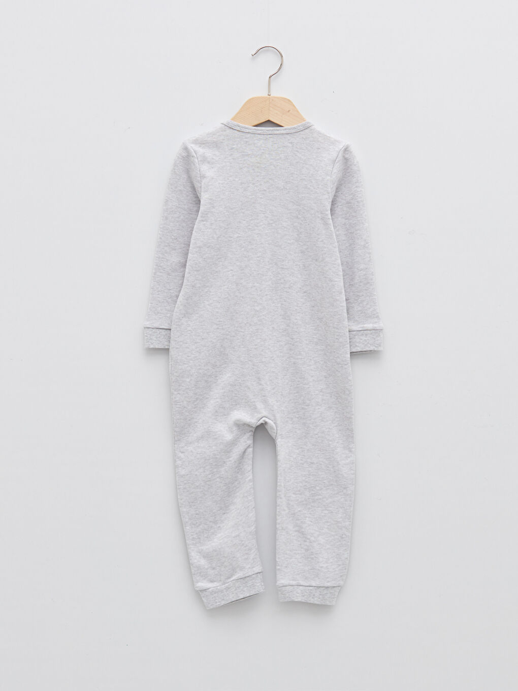 Beyaz Bisiklet Yaka Uzun Kol Baskılı Kız Bebek Fermuarlı Tulum-1