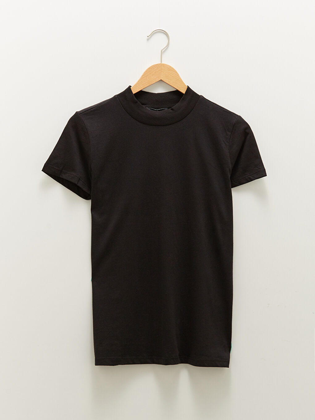 Stehkragen Gerade Kurzarm Baumwolle T-Shirt für Damen-5