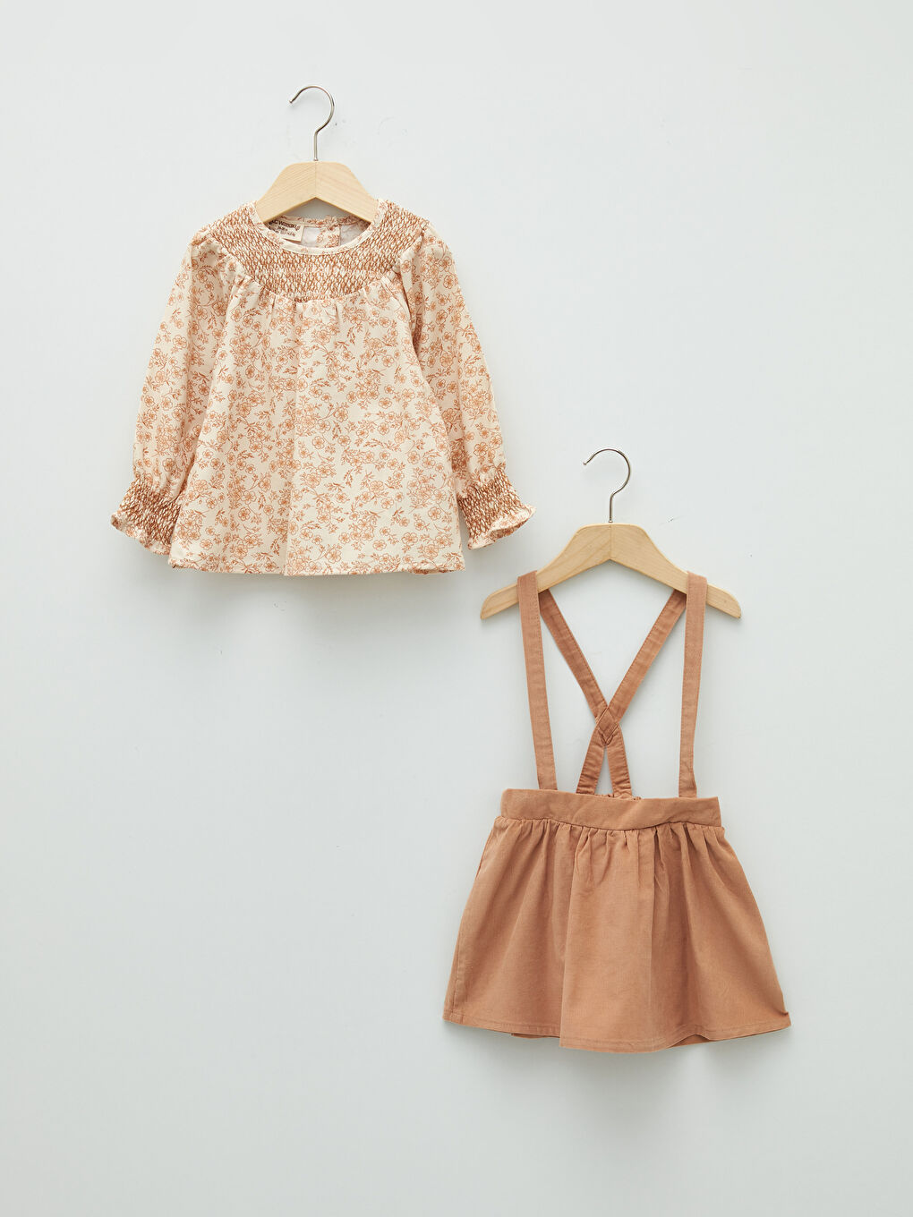 Ensemble Blouse et Jupe Bébé Fille en Coton Imprimé à Manches Longues et Col Rond (Lot de 2)