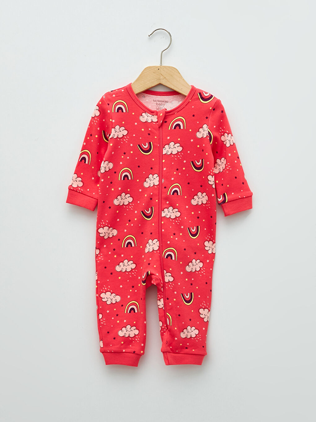 Crew Neck Long Sleeve Printed Cotton Baby Girl Zipper Jumpsuit 2-Pack-1