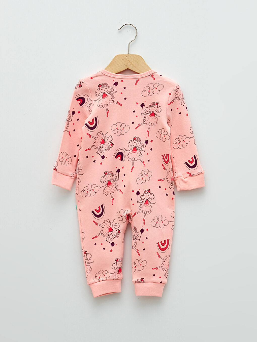 Crew Neck Long Sleeve Printed Cotton Baby Girl Zipper Jumpsuit 2-Pack-4