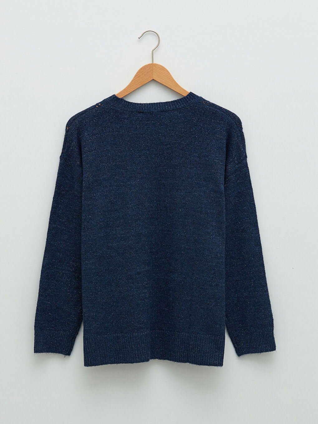 Crew Neck Self Patterned Long Sleeve Women's Knitwear Sweater-6