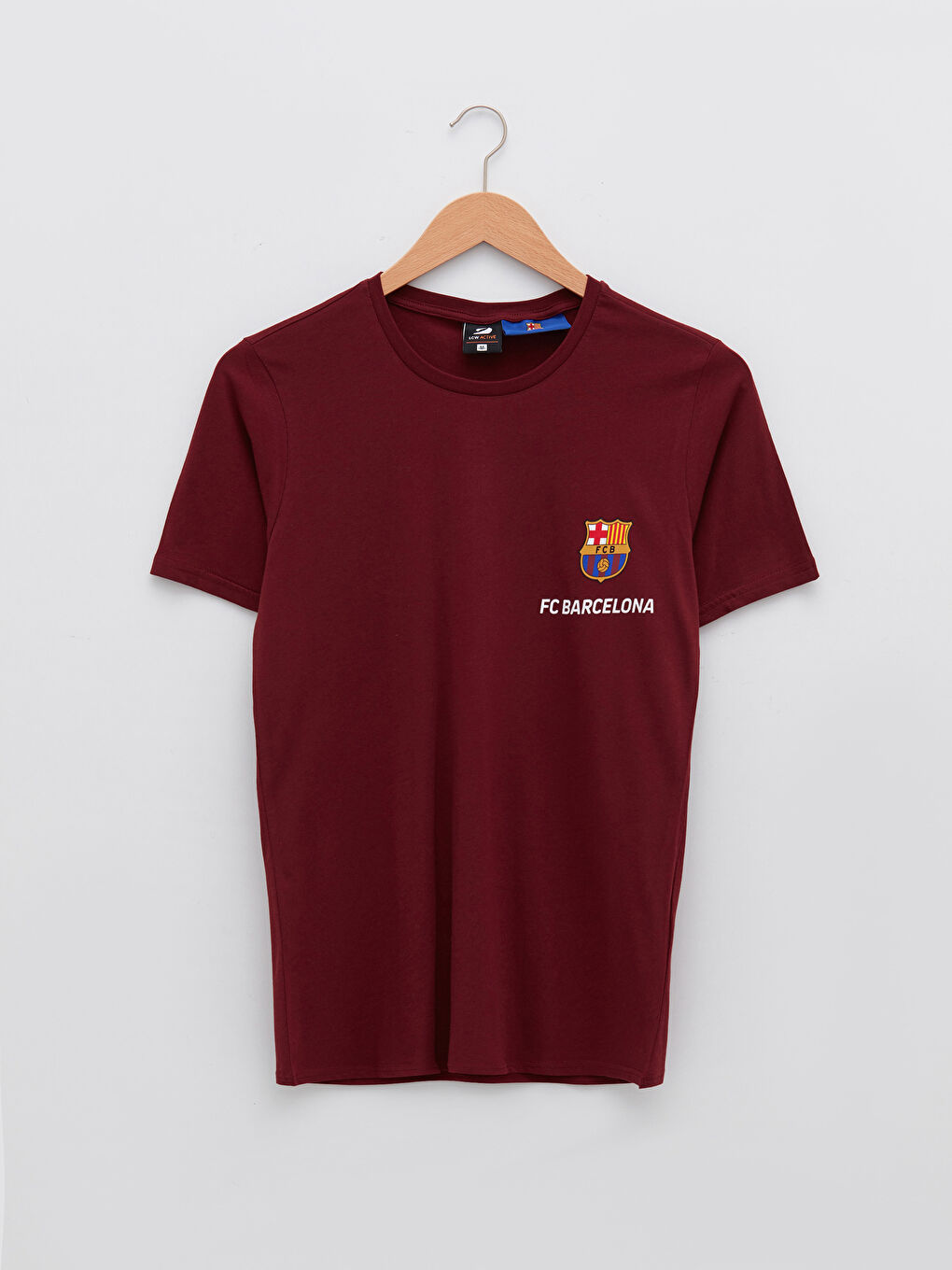 Bordo Bisiklet Yaka Kısa Kollu Barcelona Baskılı Penye Erkek Taraftar Tişört-5