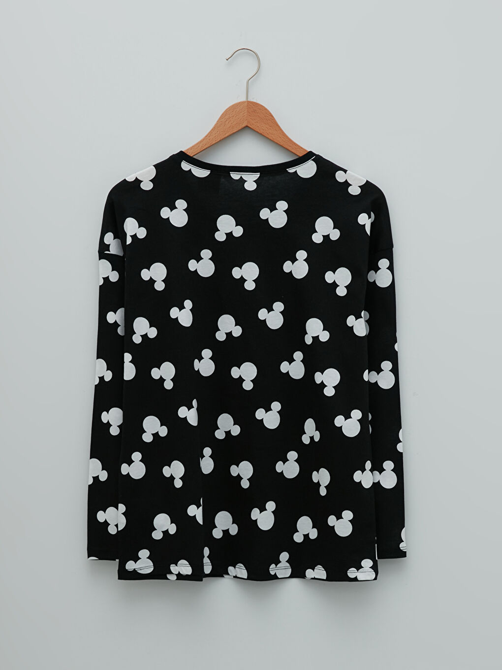 Crew Neck Mickey Mouse Printed Long Sleeve Cotton Women's Pajama Set-8