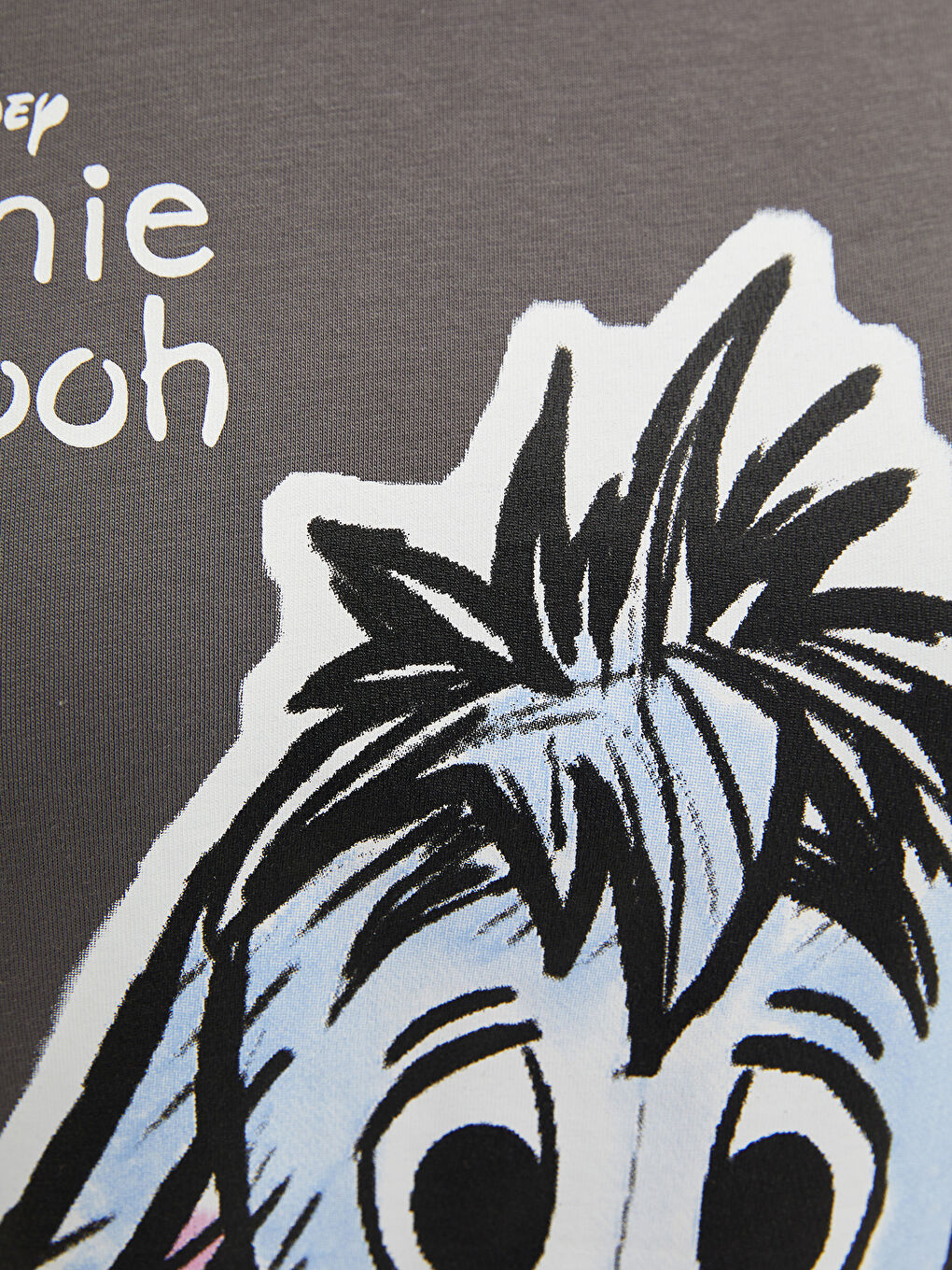 Gri Bisiklet Yaka Winnie the Pooh Baskılı Uzun Kollu Pamuklu Kadın Pijama Takımı-3