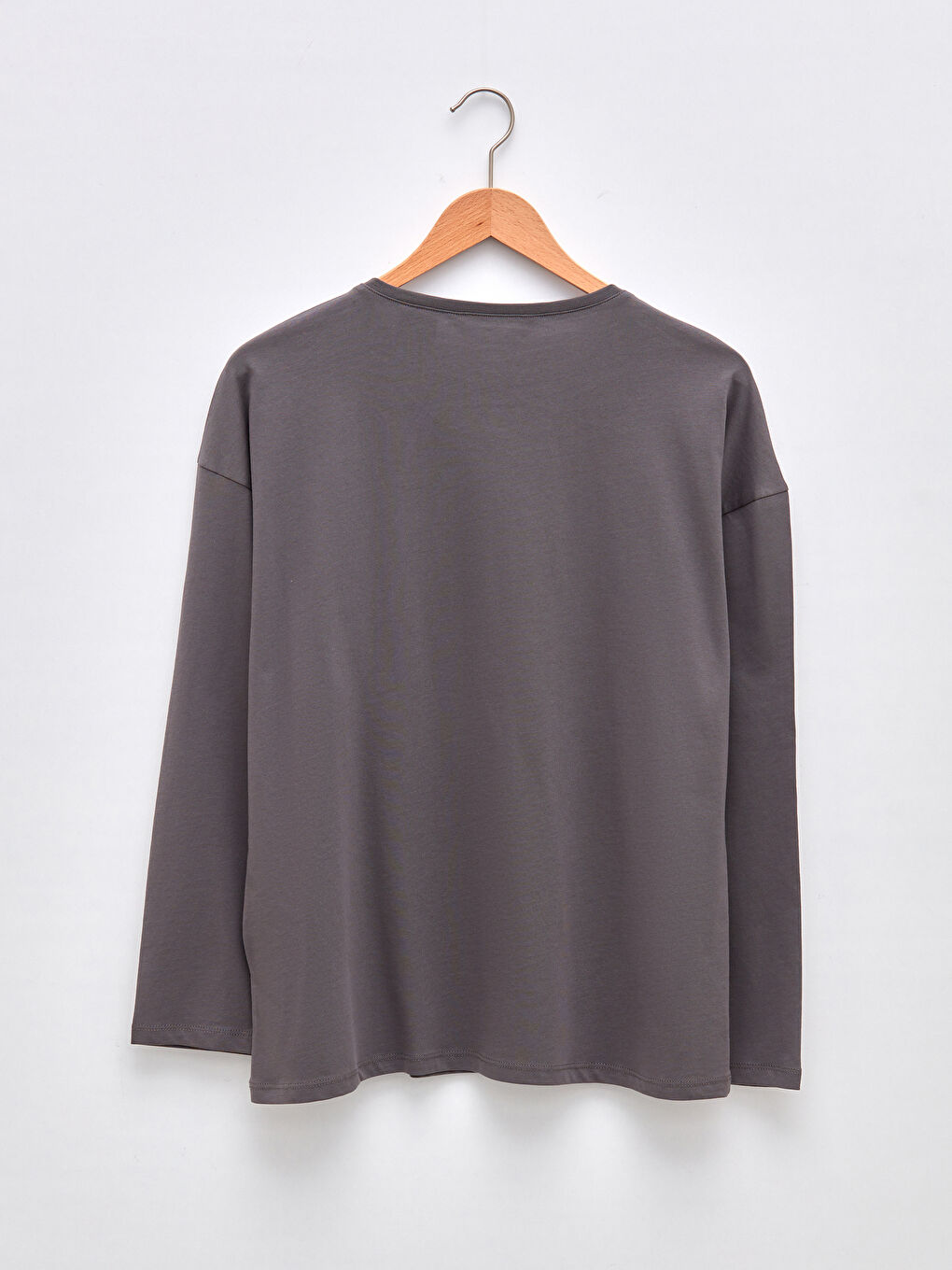 Gri Bisiklet Yaka Winnie the Pooh Baskılı Uzun Kollu Pamuklu Kadın Pijama Takımı-7