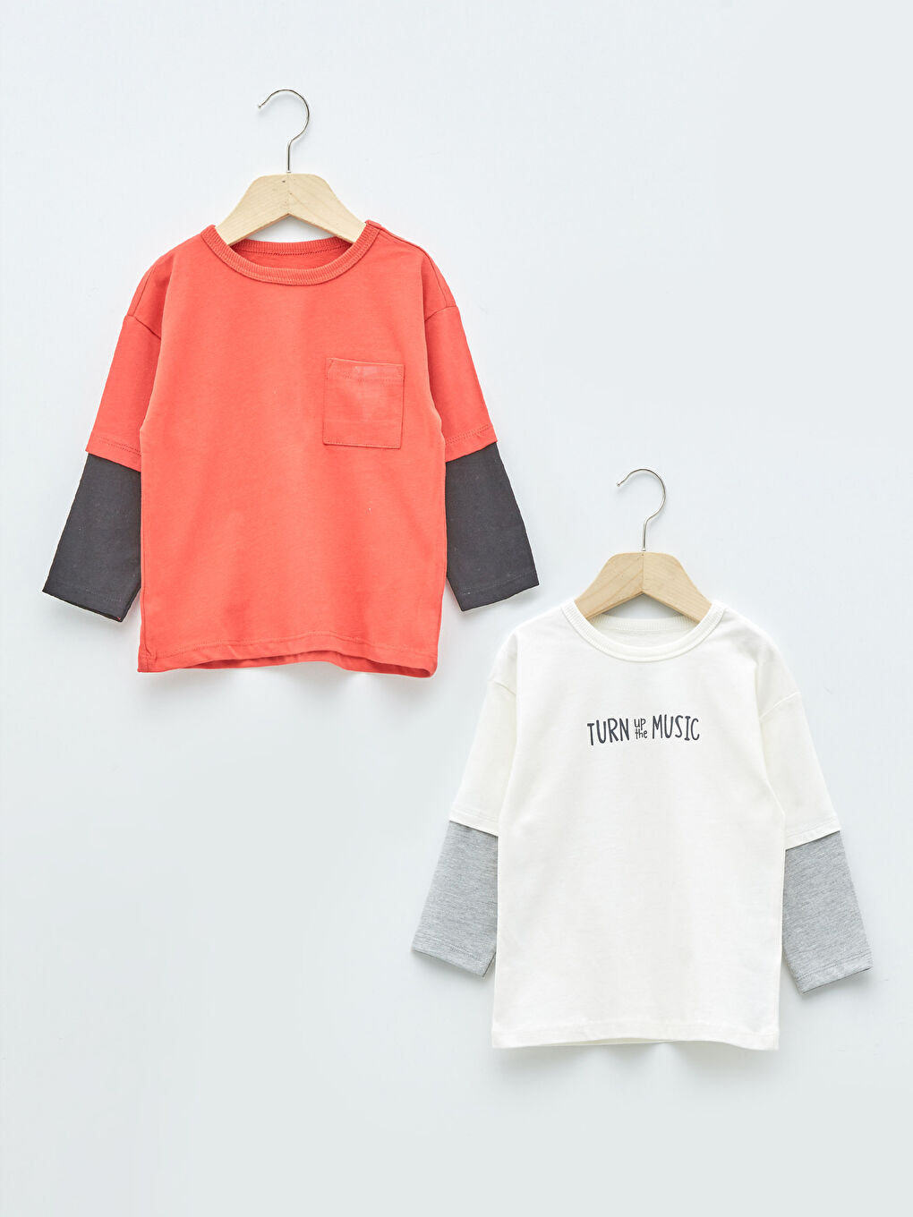 Футболка с круглым вырезом и длинным рукавом для малышей мальчиков, 2 упаковки