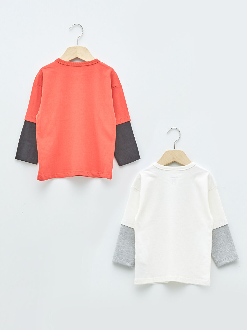 Футболка с круглым вырезом и длинным рукавом для малышей мальчиков, 2 упаковки-1