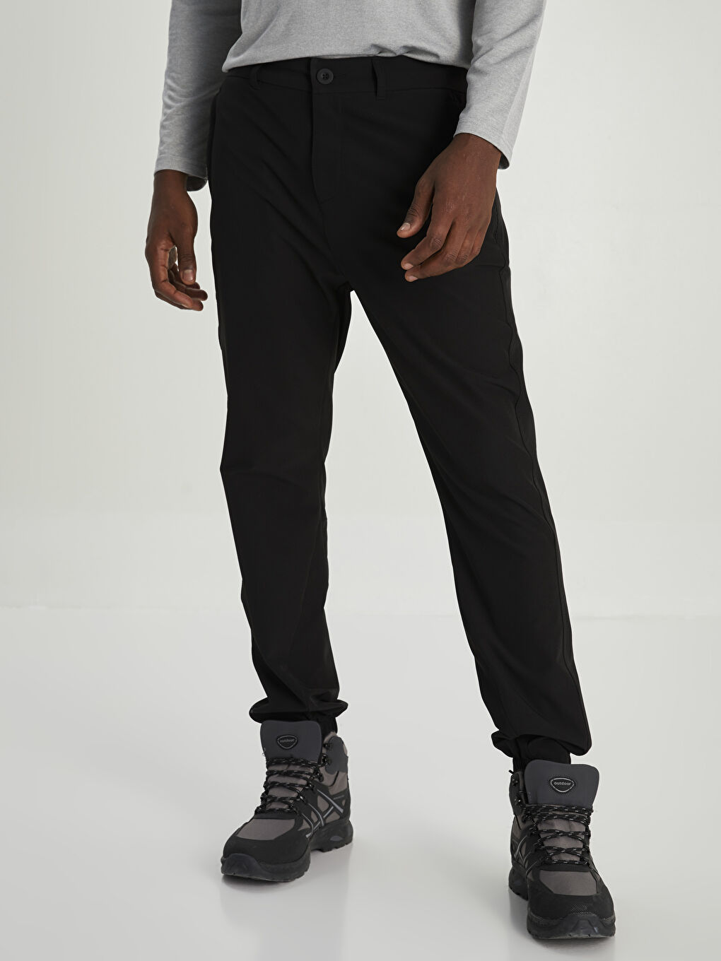 Siyah Standart Kalıp Erkek Pantolon-2