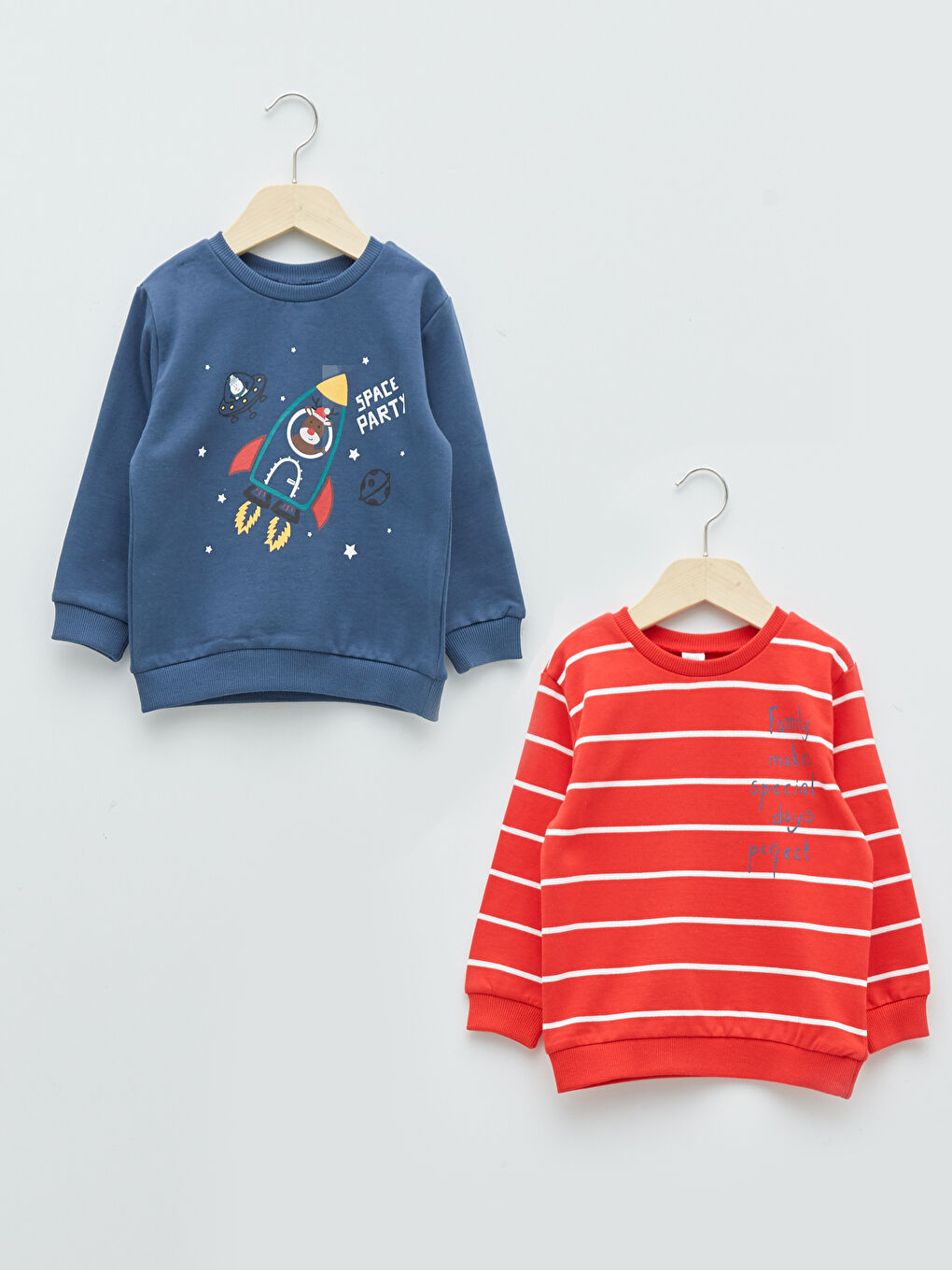 İndigo Bisiklet Yaka Baskılı Uzun Kollu Erkek Bebek Sweatshirt 2'li