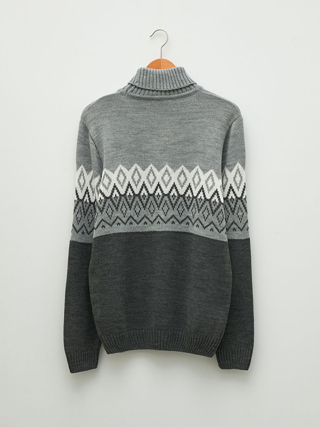 Turtleneck Long Sleeve Patterned Men's Knitwear Sweater-6
