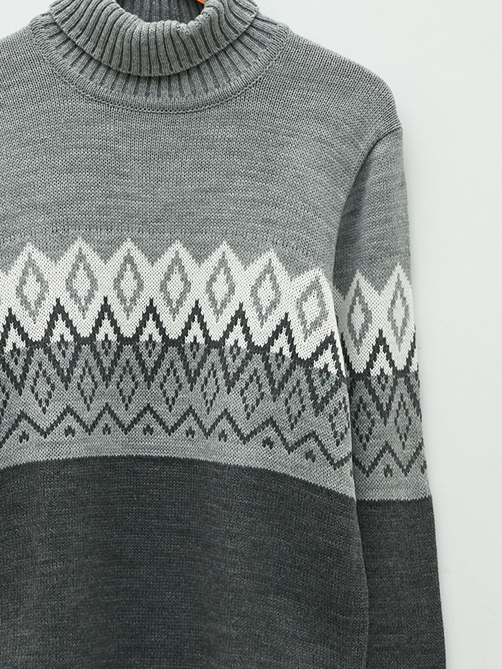 Turtleneck Long Sleeve Patterned Men's Knitwear Sweater-7