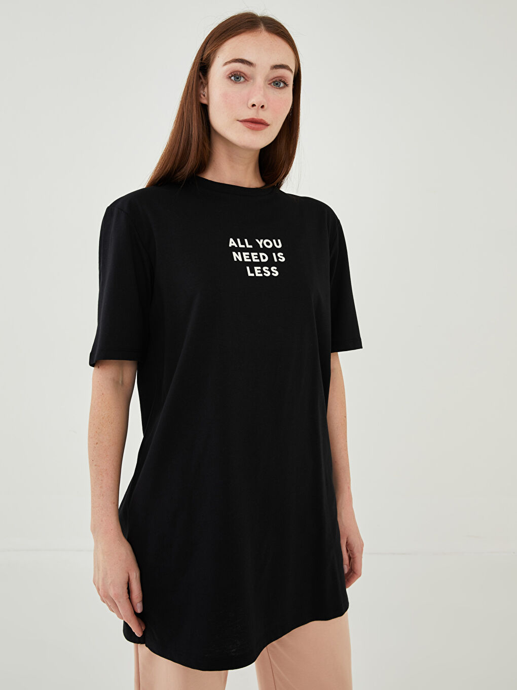 Туника с круглым вырезом, с принтом, с коротким рукавом для женщин-2