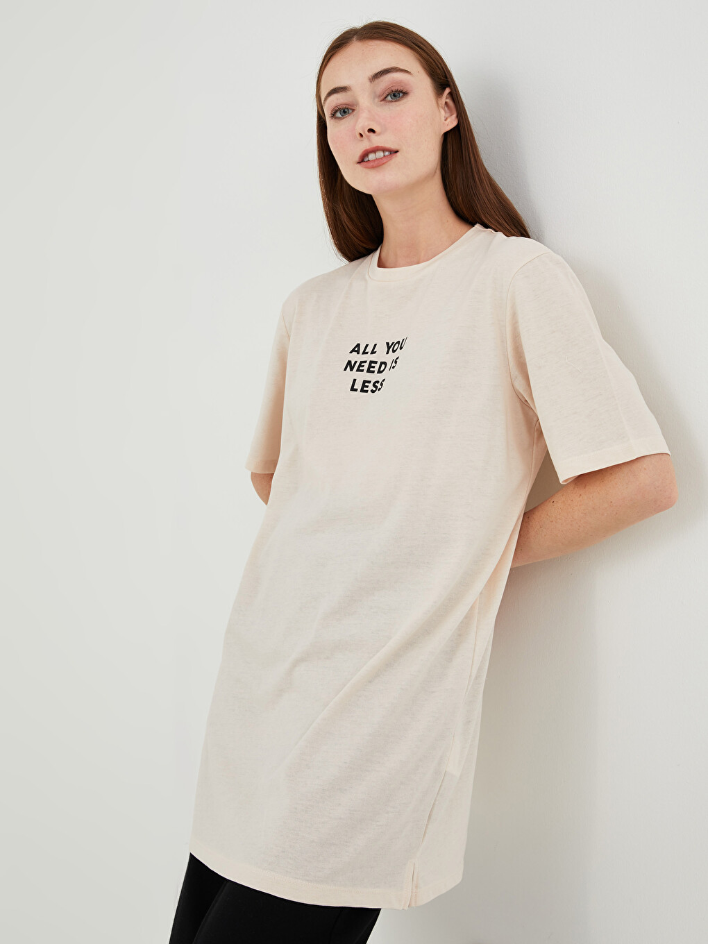 Crew Neck Printed Short Sleeve Women's Tunic-1
