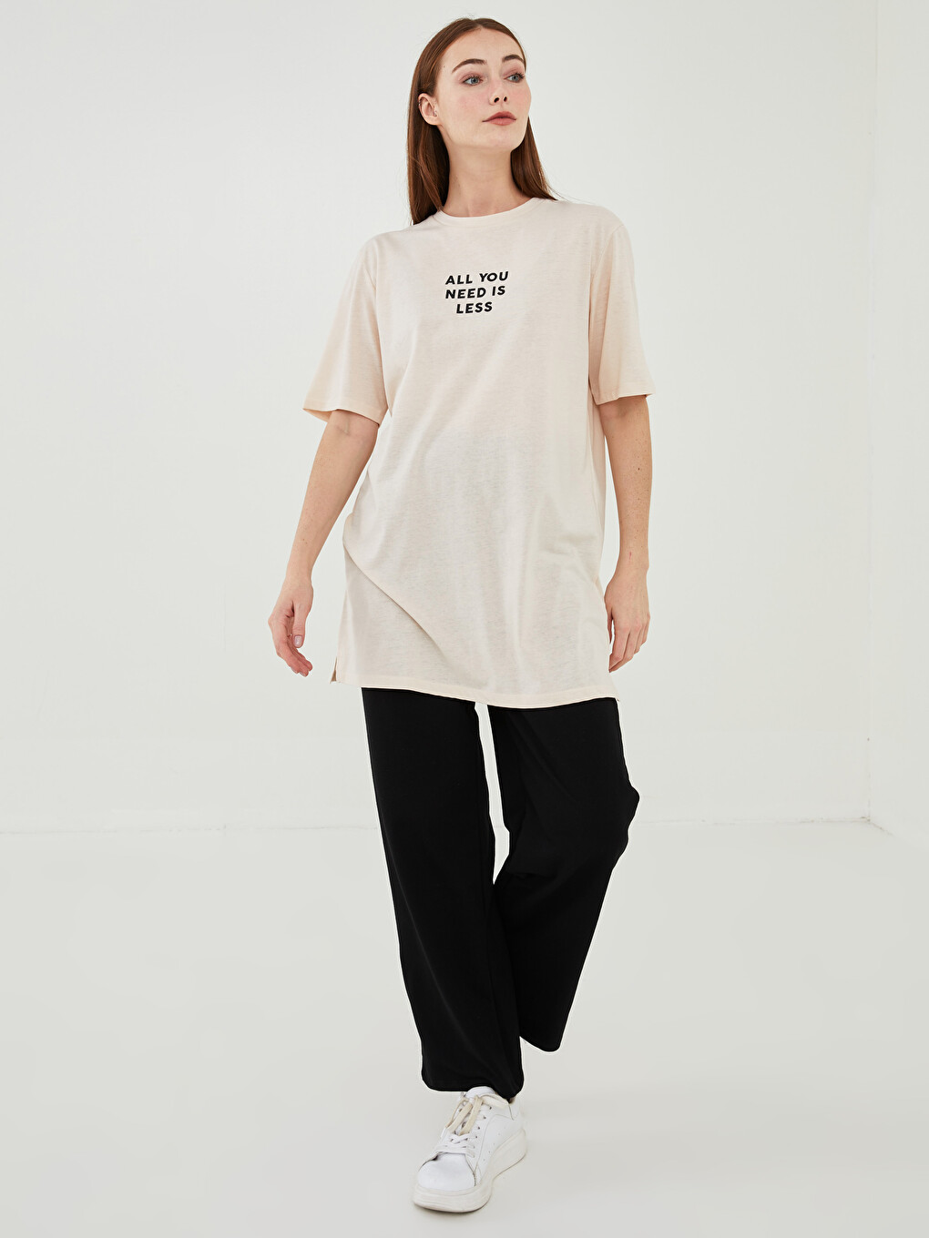 Crew Neck Printed Short Sleeve Women's Tunic-2