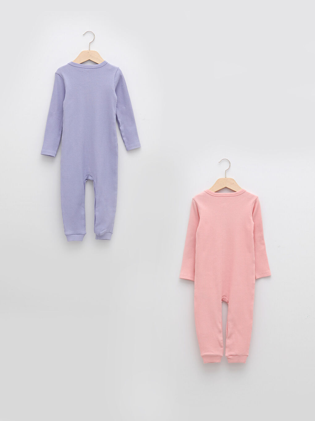 Crew Neck Long Sleeve Basic Baby Girl Jumpsuit 2-Pack-1