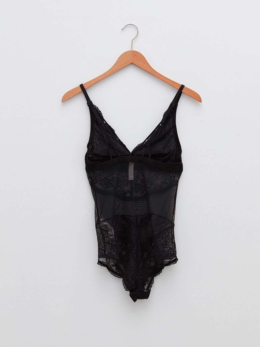 V Neck Strappy Lace Detailed Bodysuit-1