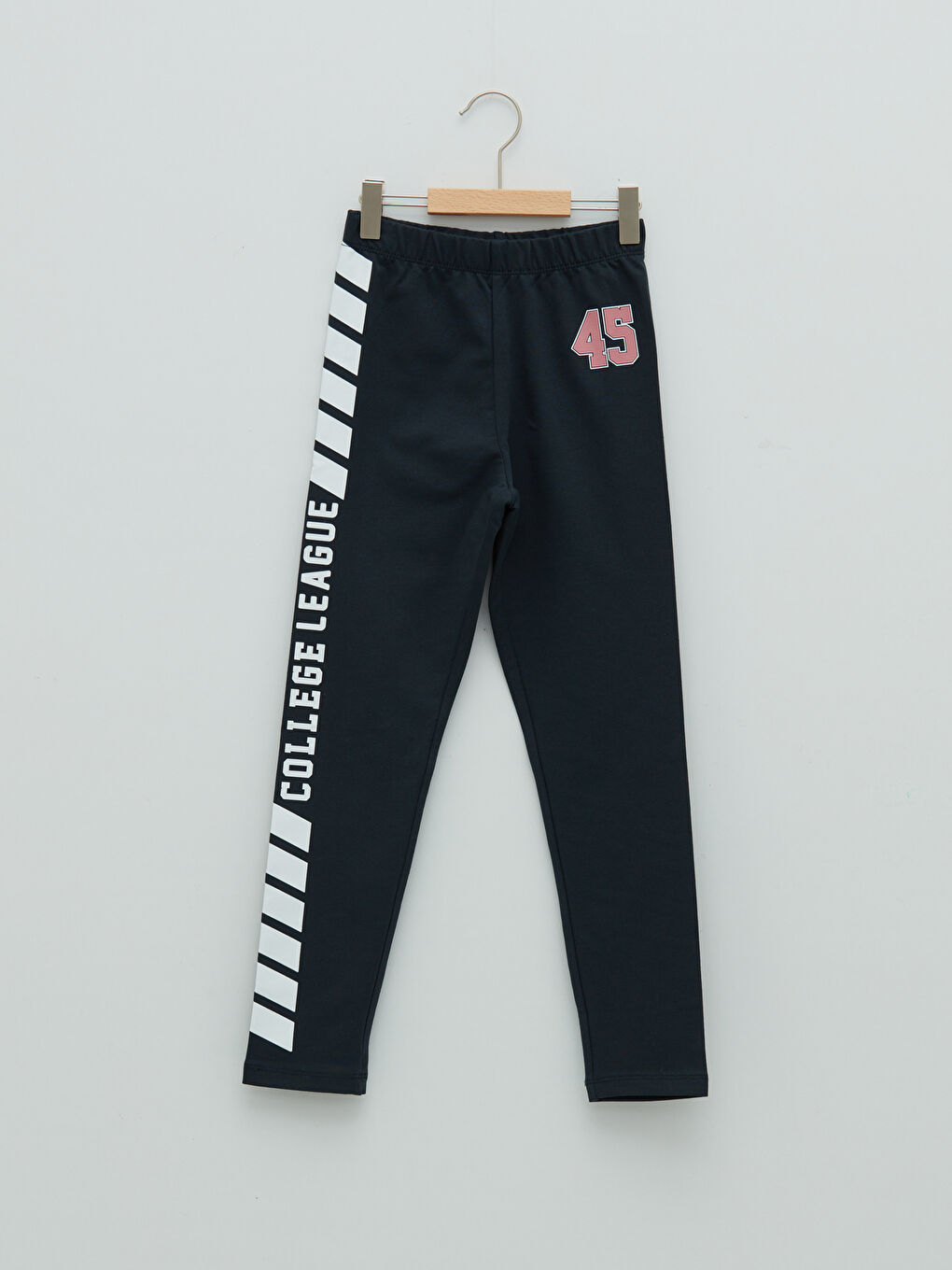 بنطلون ليجن طويل مطبوع بخصر مطاطي قطن للبنات