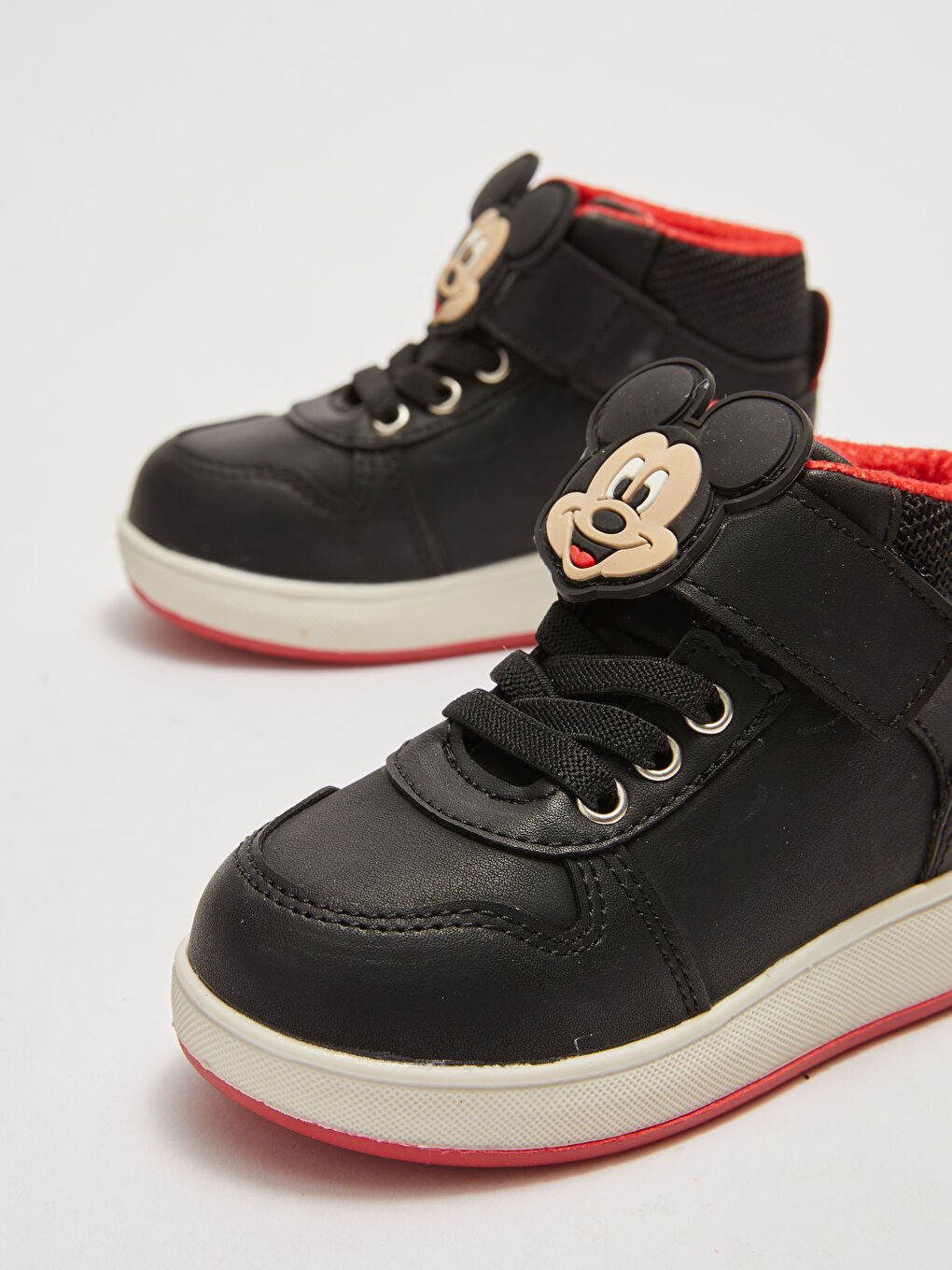 Siyah Mickey Mouse Lisanslı Patch Detaylı Bağcık ve Cırt Cırtlı Erkek Bebek Günlük Bilekli Ayakkabı-2