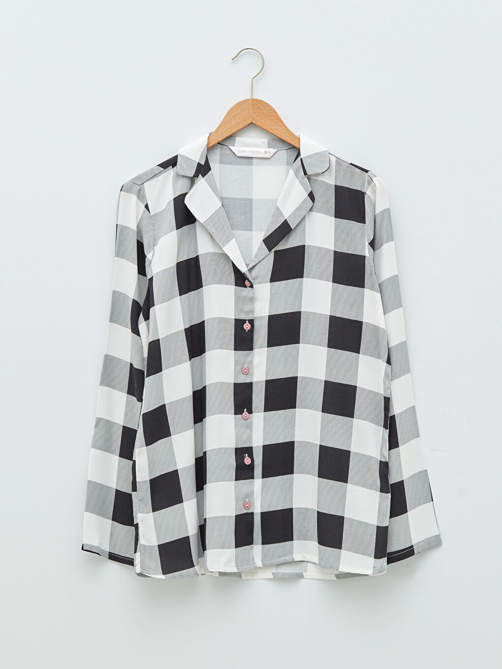 Shirt Collar Plaid Long Sleeve Viscose Women's Pajamas Set-7