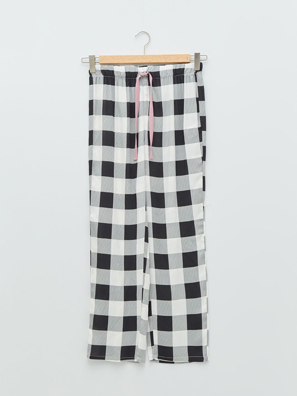 Shirt Collar Plaid Long Sleeve Viscose Women's Pajamas Set-8