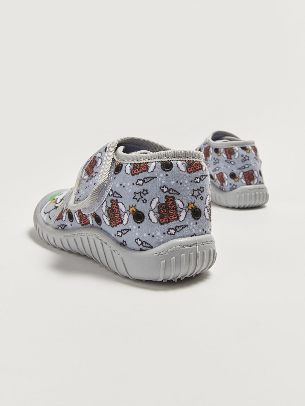 Gri Bugs Bunny Lisanslı Cırt Cırtlı Erkek Bebek Panduf-4