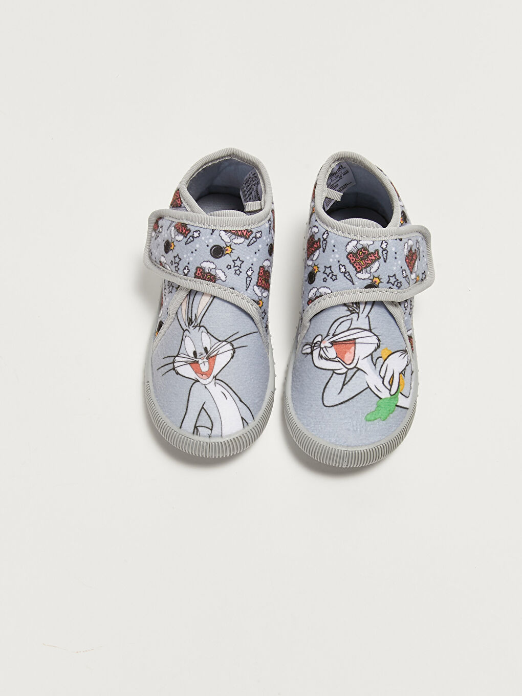 Gri Bugs Bunny Lisanslı Cırt Cırtlı Erkek Bebek Panduf-5