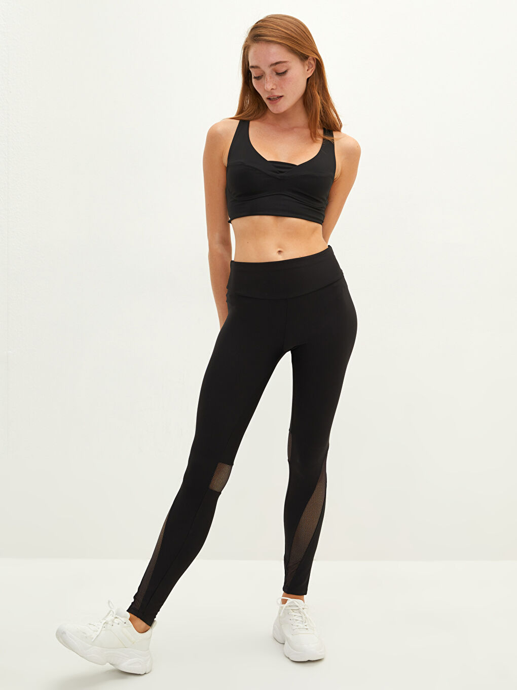 Эластичные Спортивные Леггинсы с Прозрачными Деталями для Женщин-1