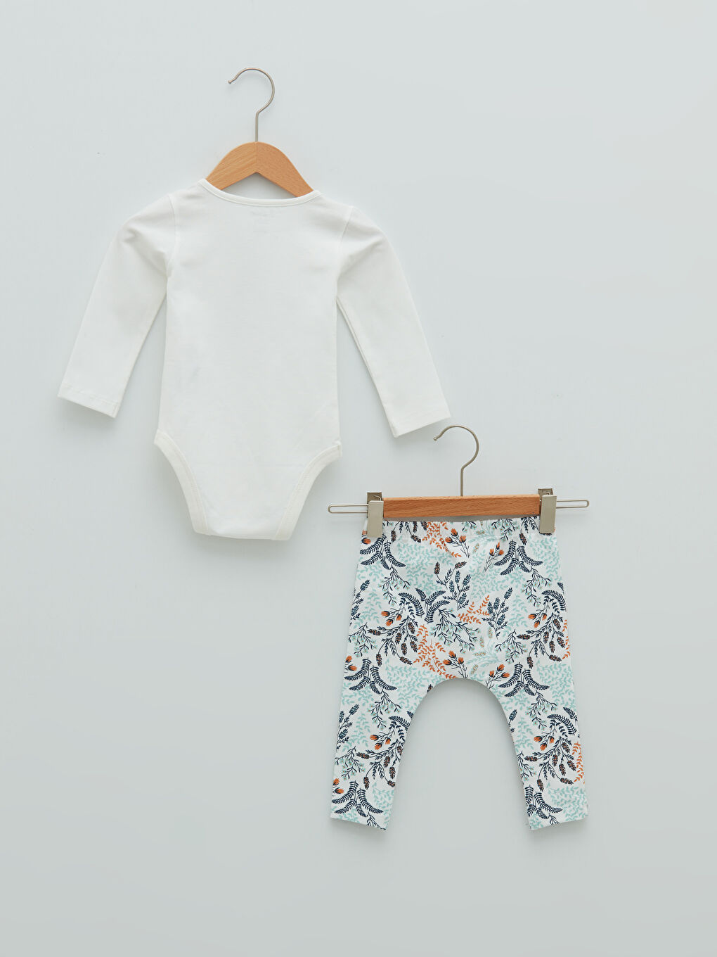 Ensemble 2 Pièces Bébé Fille Body et Pantalon en Coton Imprimé à Manches Longues et Col Rond-1