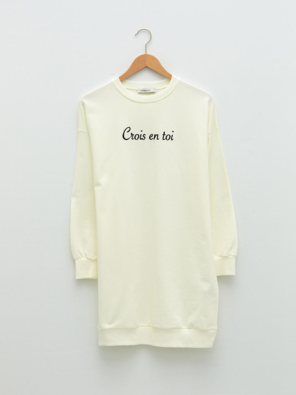 Свитшот-туника с круглым вырезом, вышивкой и длинным рукавом из хлопка для женщин-6