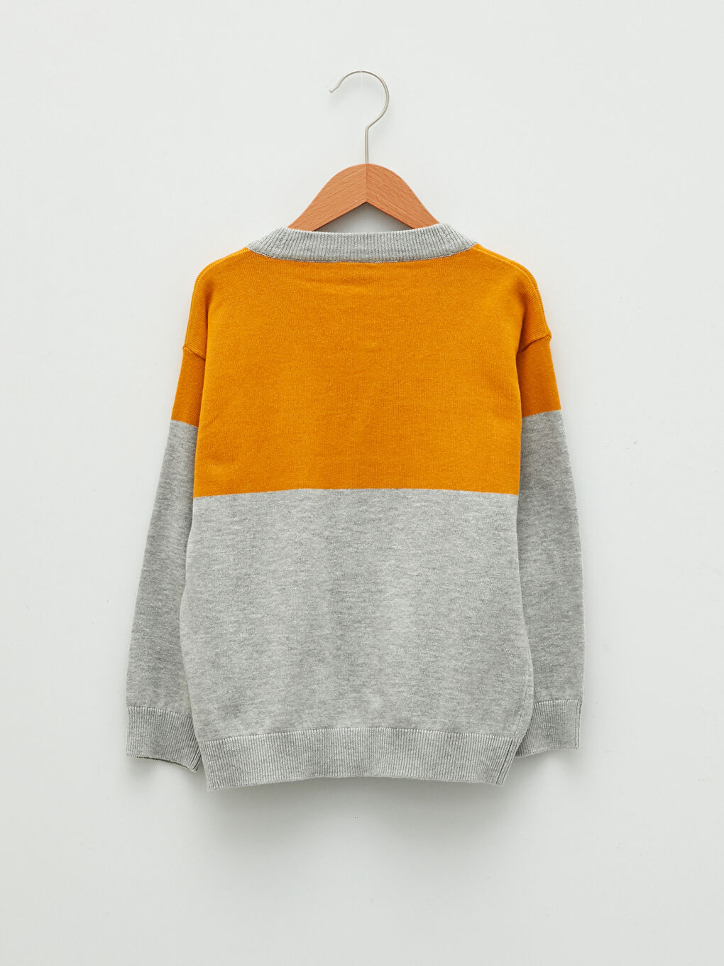 V-Neck Color Block Long Sleeve Boy Thin Knitwear Cardigan-1