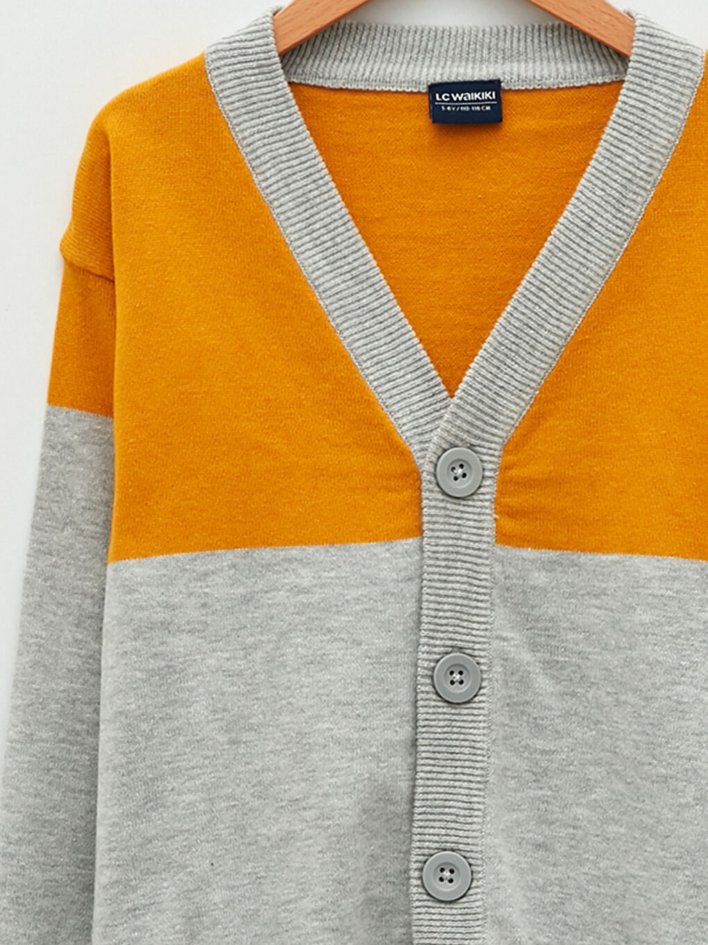 V-Neck Color Block Long Sleeve Boy Thin Knitwear Cardigan-2