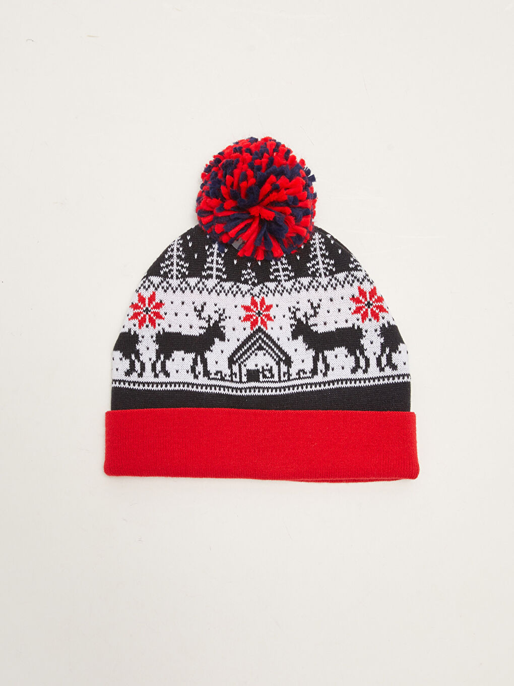 Ерлерге арналған рождестволық тақырыптағы тоқыма бини шапкасы-1