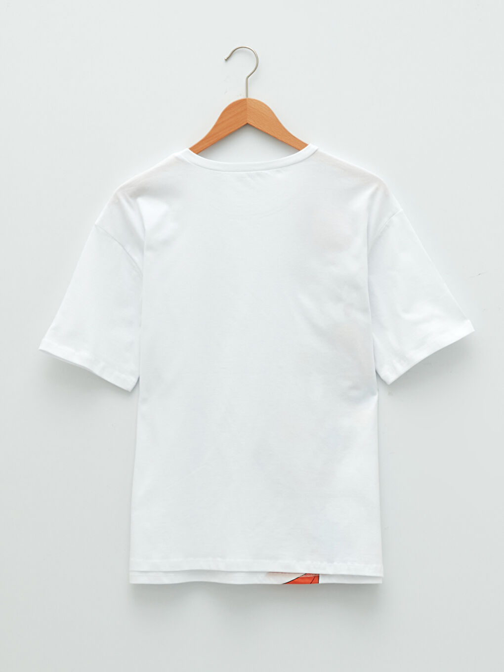 Beyaz Bisiklet Yaka Space Jam Baskılı Kısa Kollu Pamuklu Kadın Tişört-6