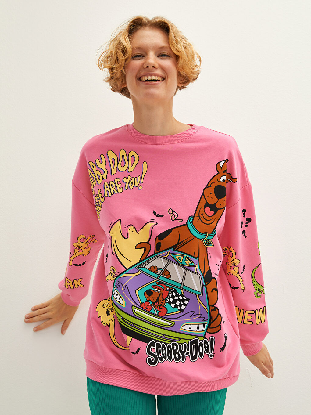 Sweat-shirt à Col Rond Scooby Doo Imprimé à Manches Longues pour Femmes