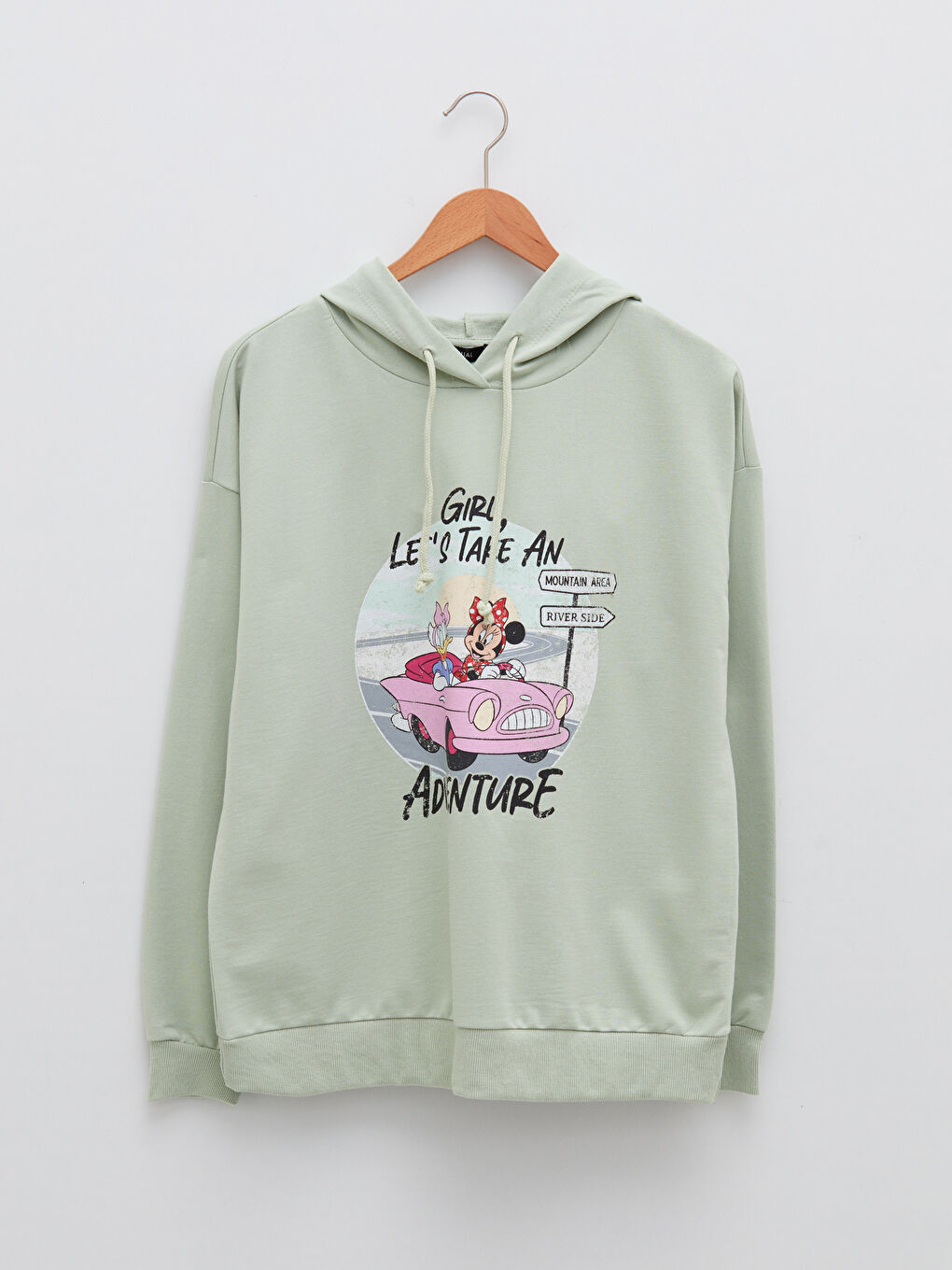 әйелдерге арналған минни маус принтті ұзын жең капюшонды худи-5