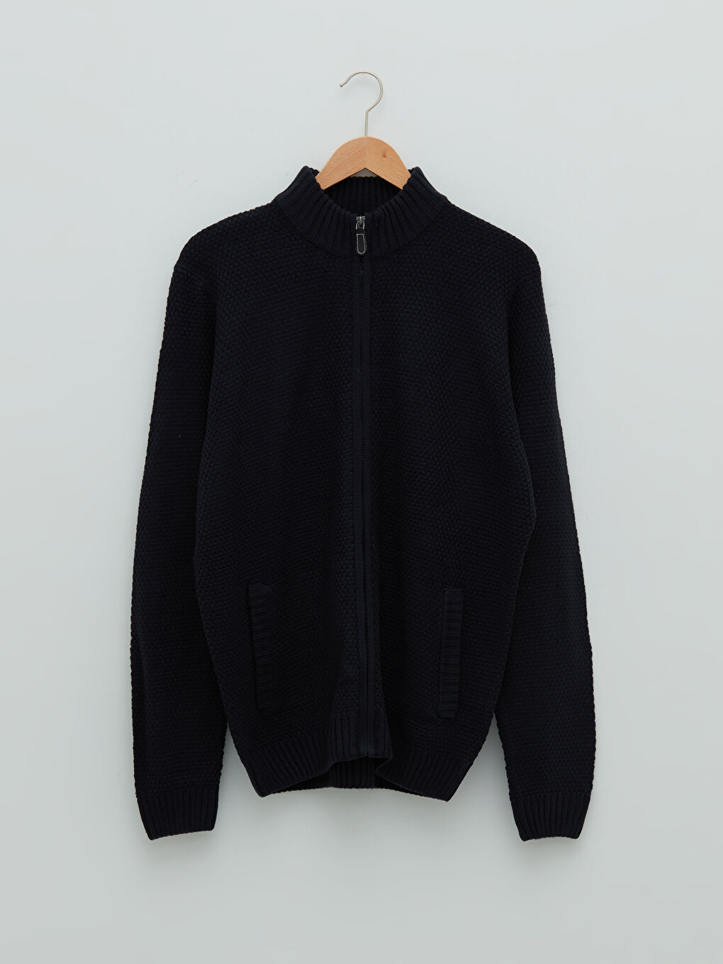 Standard Fit Turtle Neck Long Sleeve Men's Tricot Cardigan-5