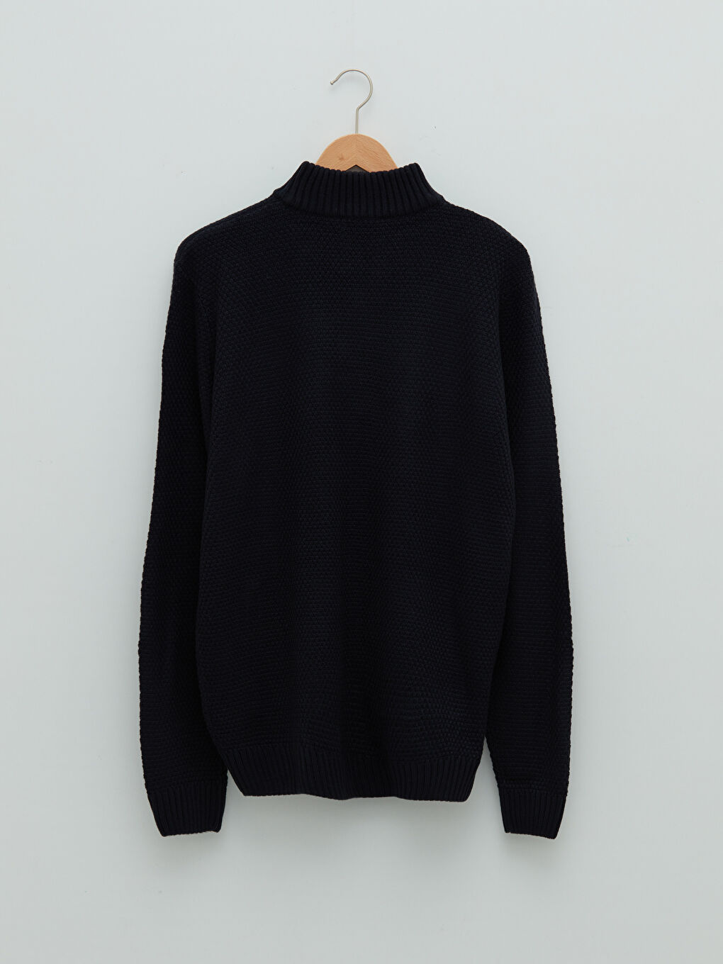 Standard Fit Turtle Neck Long Sleeve Men's Tricot Cardigan-6