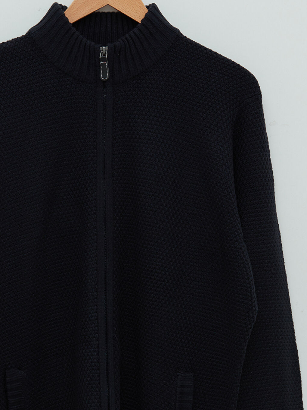 Standard Fit Turtle Neck Long Sleeve Men's Tricot Cardigan-7