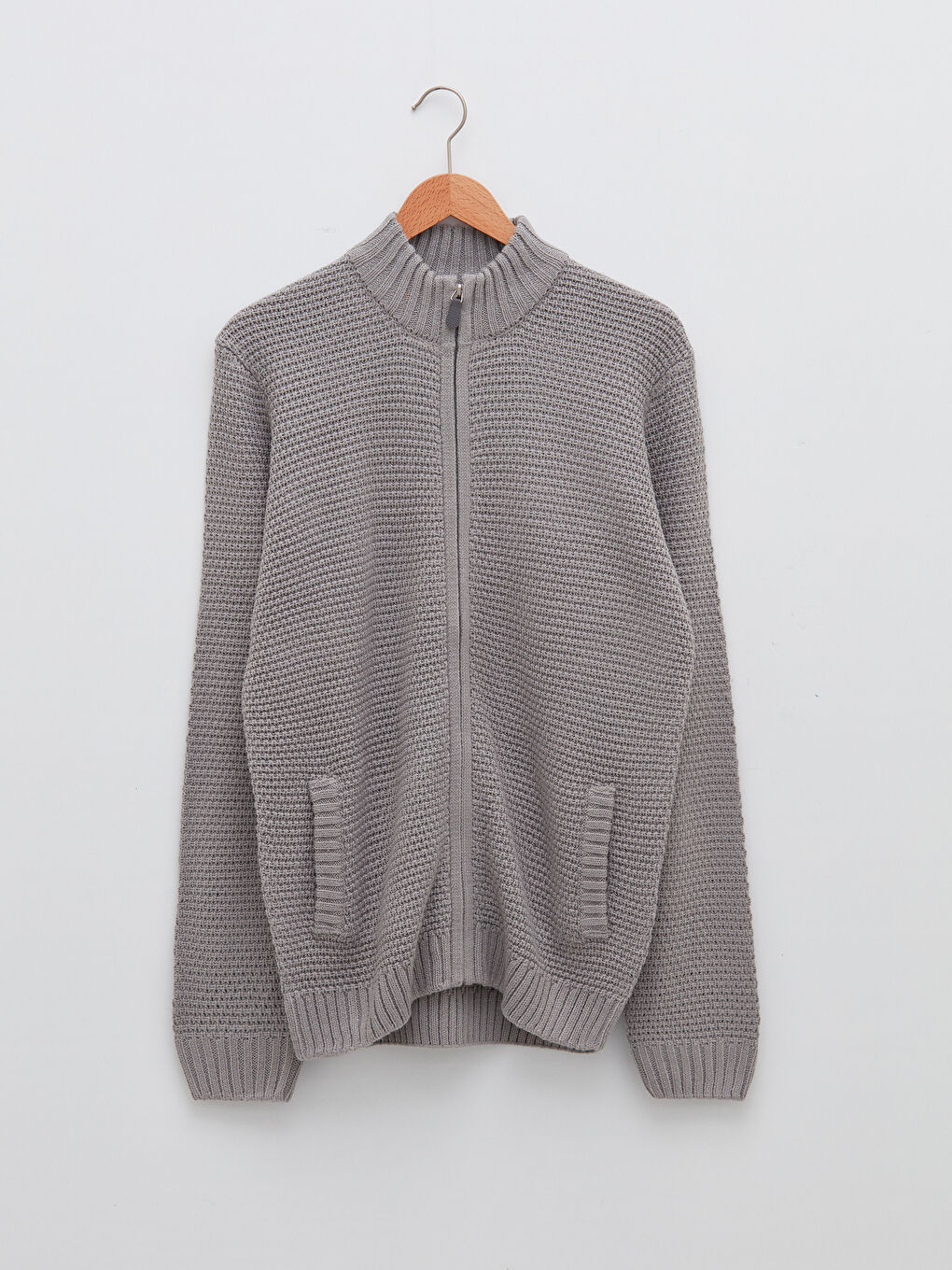 Cardigan en Tricot à Manches Longues avec Col Roulé pour Hommes de Coupe Standard-5