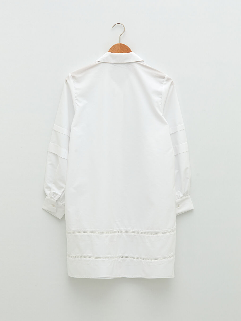 Beyaz Düz Poplin Kadın Gömlek Tunik-5