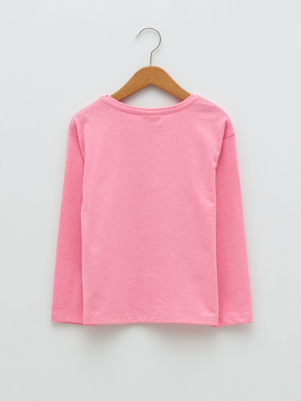 Pembe Bisiklet Yaka Baskılı Uzun Kollu Kız Çocuk Tişört-1